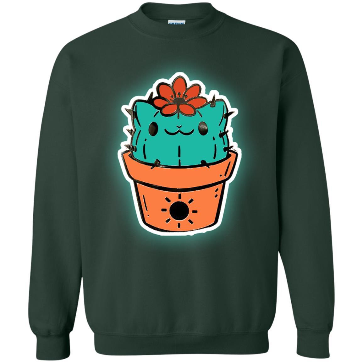 Cat Lovers T-shirt Catcus Forest Green