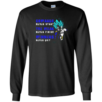 Cowards Never Start The Weak Never Finish Comic T-shirt Black