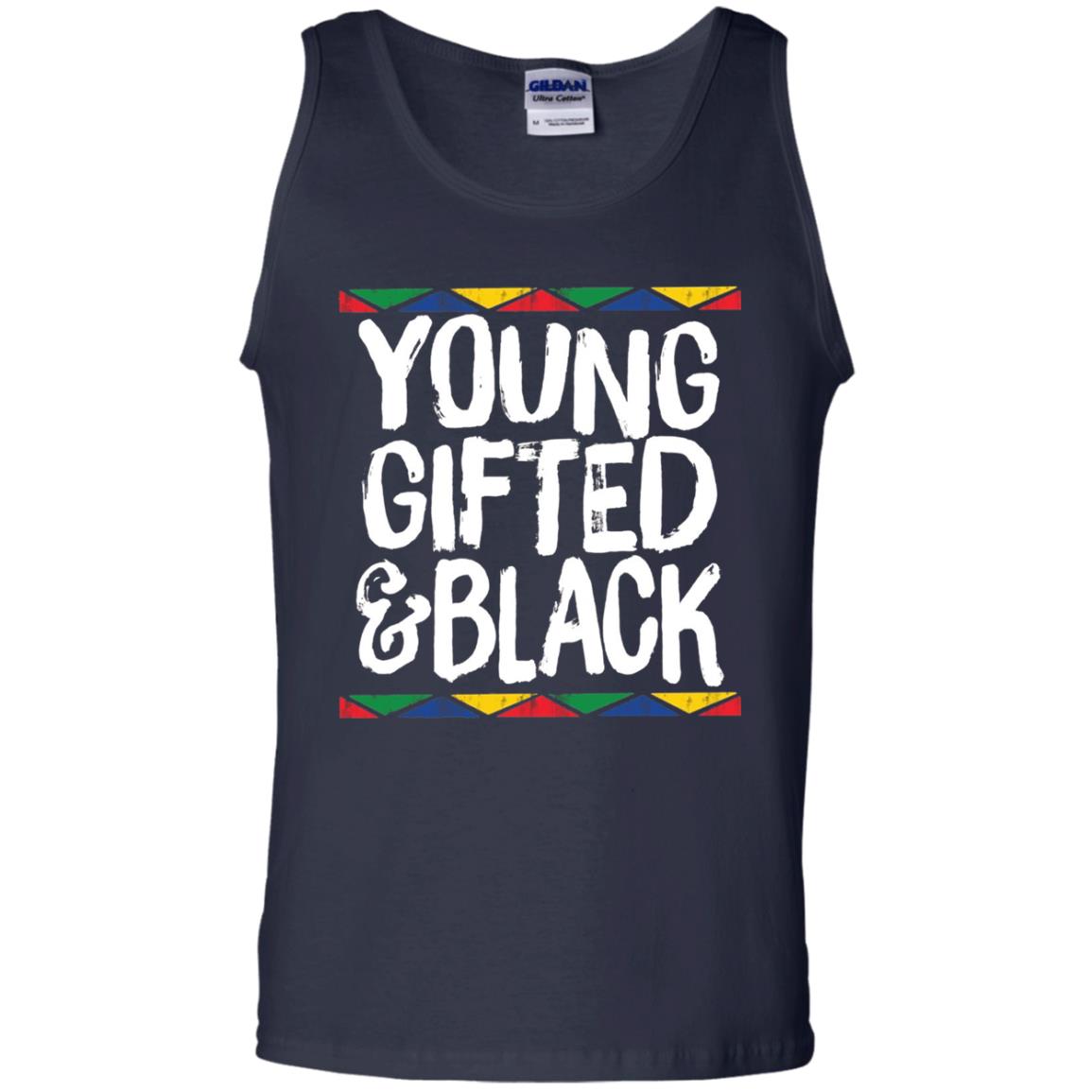 African Pride History Heritage T-shirt Young Gifted And Black Navy