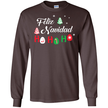 Chirstmas T-Shirt Feliz Navidad Ho Ho Ho Dark Chocolate