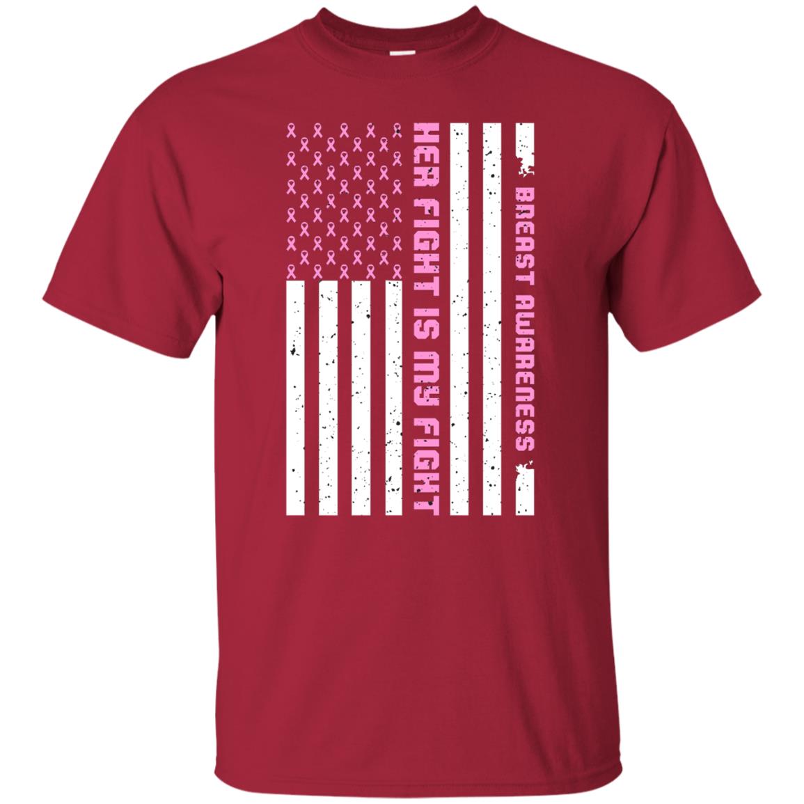 Breast Awareness His Fight Is My Fight Pink Ribbon Stars Flag Of Usa Shirt Cardinal
