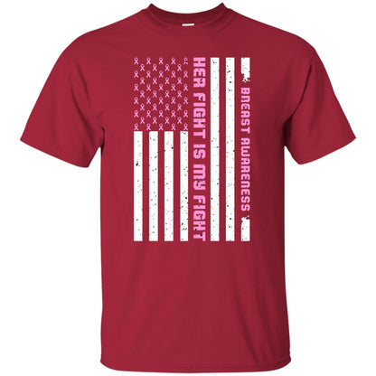 Breast Awareness His Fight Is My Fight Pink Ribbon Stars Flag Of Usa Shirt Cardinal