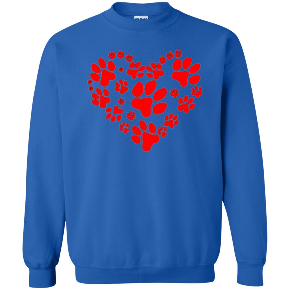 Dog Lover T-shirt Dog Paw Heart Valentine T-shirt Royal
