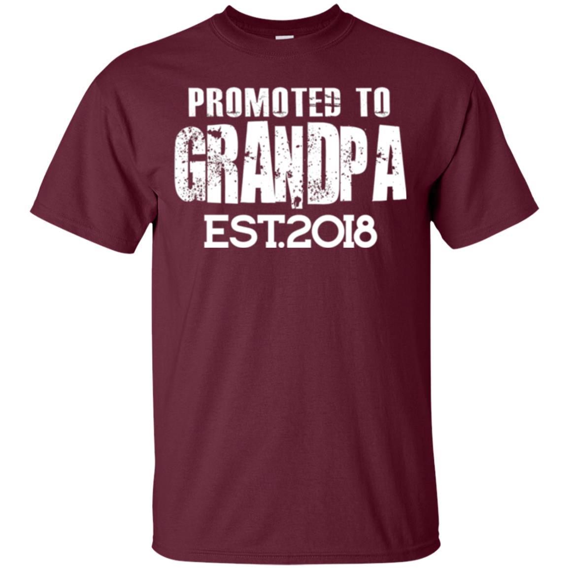 Papa T-shirt Promoted To Grandpa Est 2018 T-shirt Maroon