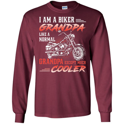 Papa T-shirt I Am A Biker Grandpa Like A Normal Maroon