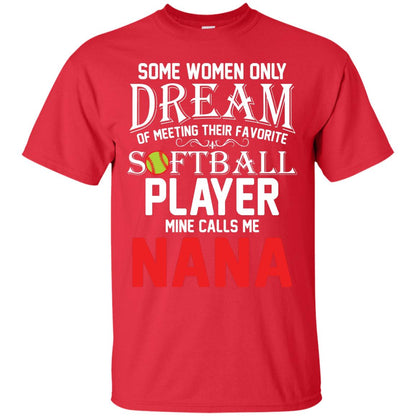 Softball Player Mine Calls Me Nana Softball Gift Shirt For Nana Red