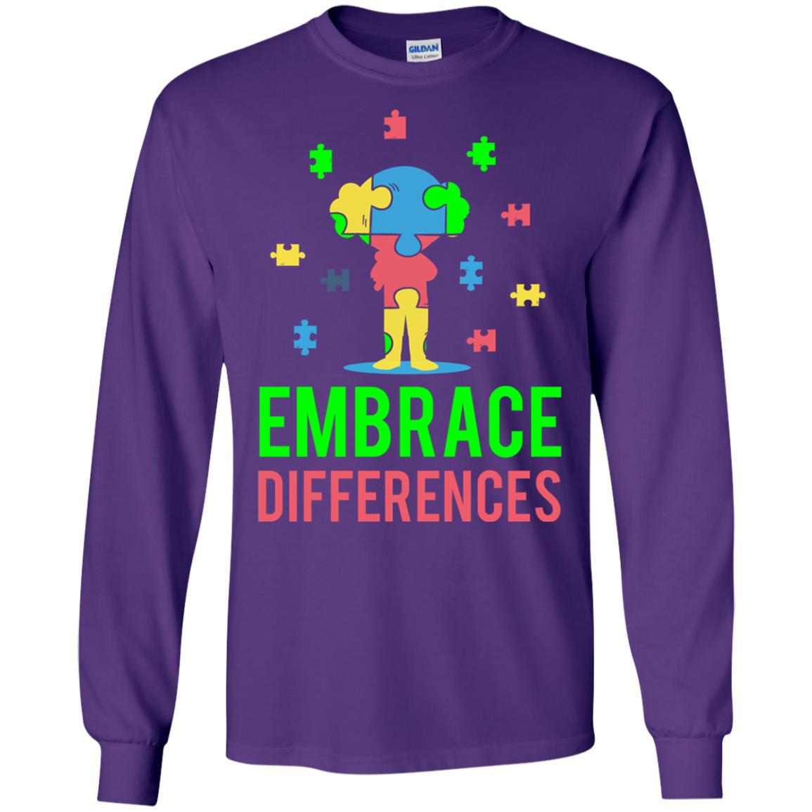 Autism Awareness T-shirt Embrace Differences Purple