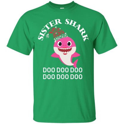 Sister Shark With Santa Claus Hat Merry X-mas Family Shark Gift Shirt Irish Green