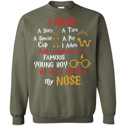 I Have A Diary, A Tiara, A Special Cup, A Pet I Adore And An Obsession Of A Famous Young Boy Harry Potter Fan T-shirt Military Green