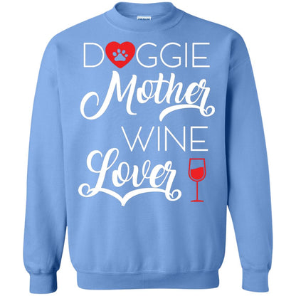 Doggie Mother Wine Lover Dog And Wine Gift Shirt For Mom Carolina Blue