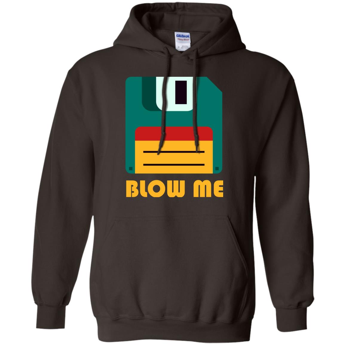 Blow Me Funny Floppy Disk Saying T-shirt Dark Chocolate