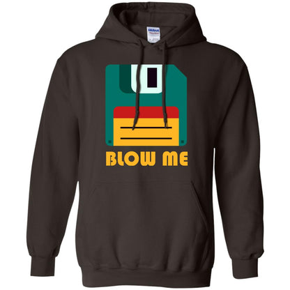 Blow Me Funny Floppy Disk Saying T-shirt Dark Chocolate