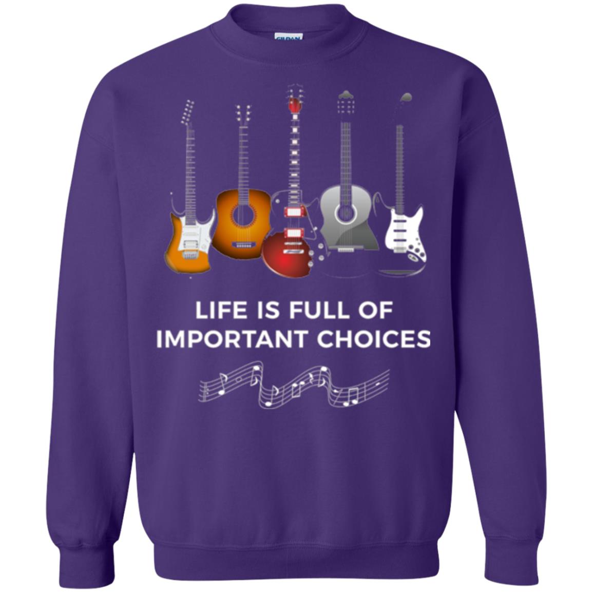 Funny Guitar T-shirt Life Is Full Of Important Choices Purple
