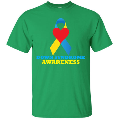 Yellow And Blue Ribbon Down Syndrome Awareness T-shirt Irish Green