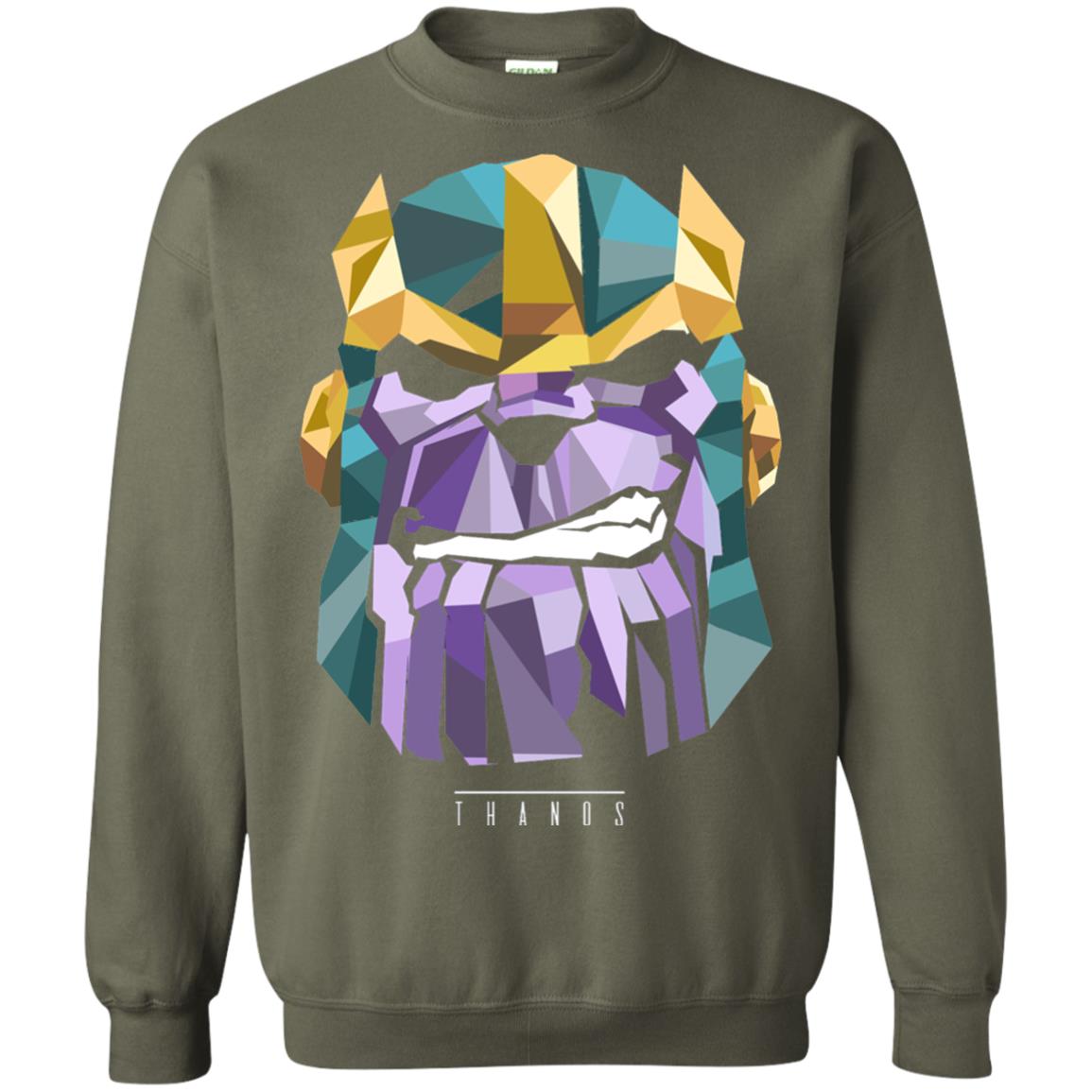 Thanos Low Poly Geometric Art Head Graphic T-shirt Military Green