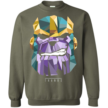 Thanos Low Poly Geometric Art Head Graphic T-shirt Military Green
