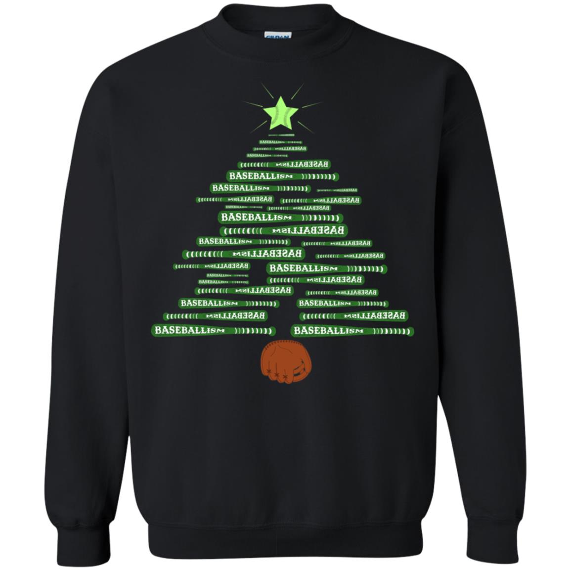 Baseballism Christmas Tree Gift Shirt Black
