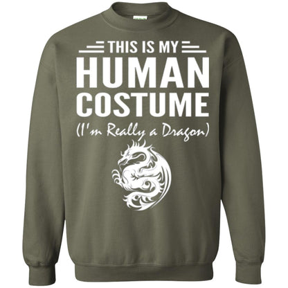 Dargon T-shirt This Is My Human Costume I_m Really A Dragon Military Green