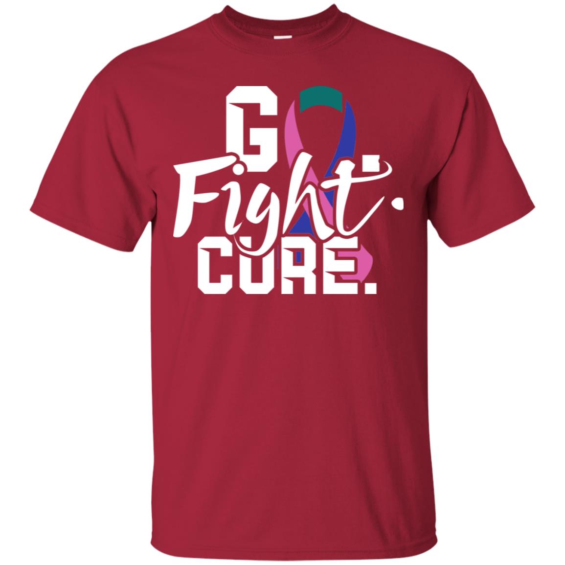 Thyroid Awareness Go Fight Cure Teal Pink Blue Ribbon Shirt Cardinal