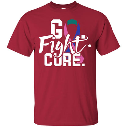 Thyroid Awareness Go Fight Cure Teal Pink Blue Ribbon Shirt Cardinal
