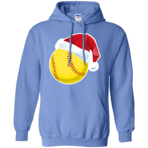 Softball With Santa Claus Hat X-mas Shirt For Softball LoversG185 Gildan Pullover Hoodie 8 oz.