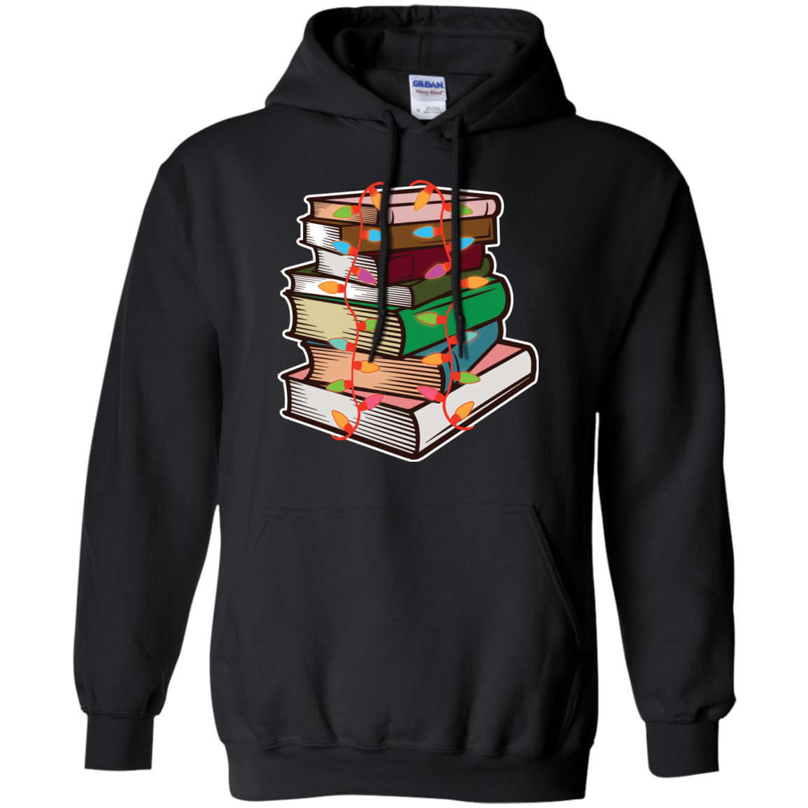 Fairy Lights Christmas Gift T-shirt Book Lover Black