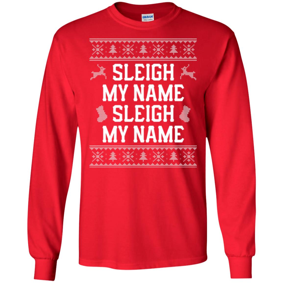 Christmas T-shirt Sleigh My Name Red