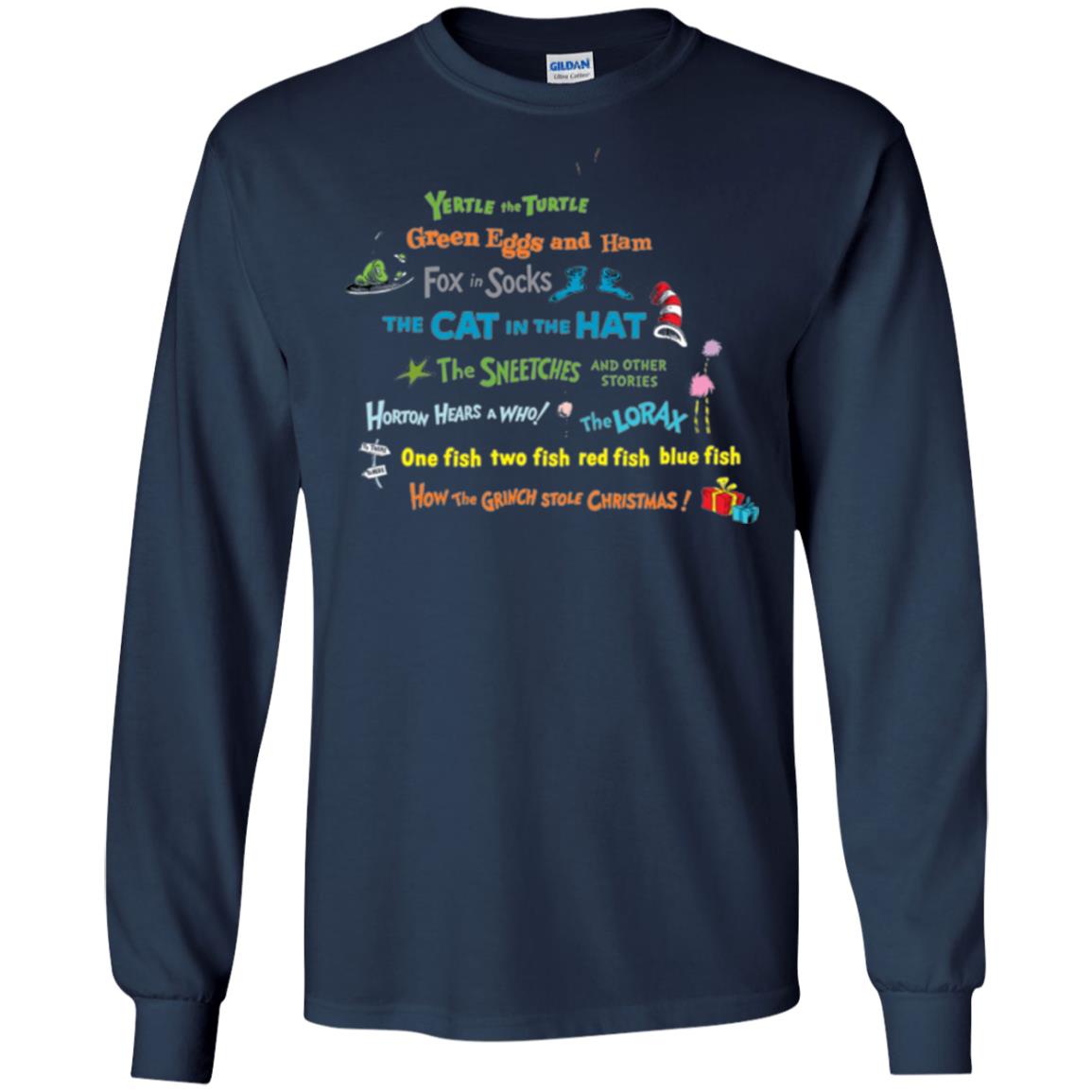 Dr. Seuss Book Title National Wear Red Day T-shirt Navy