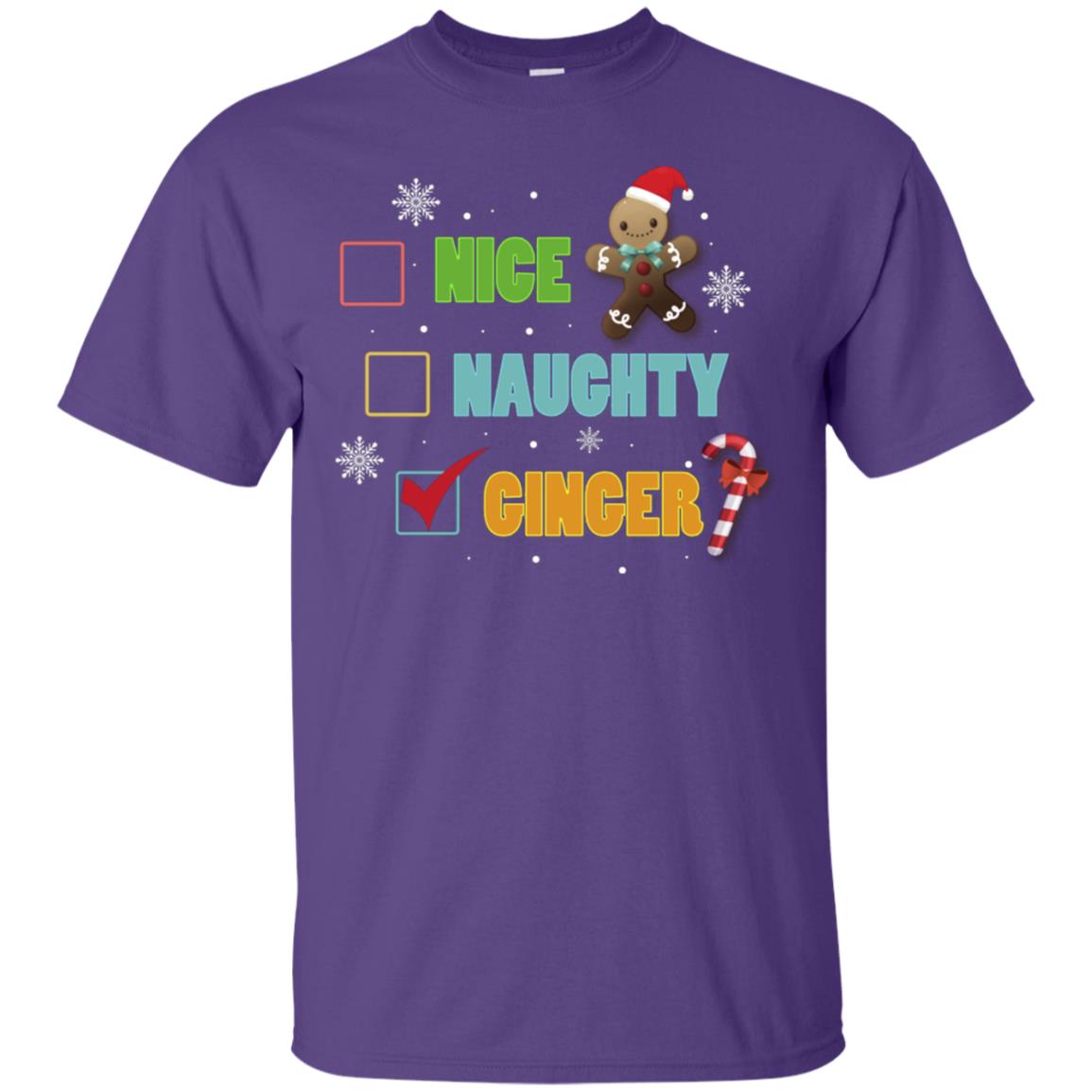 Nice Naughty Ginger X-mas List Gift Shirt Purple