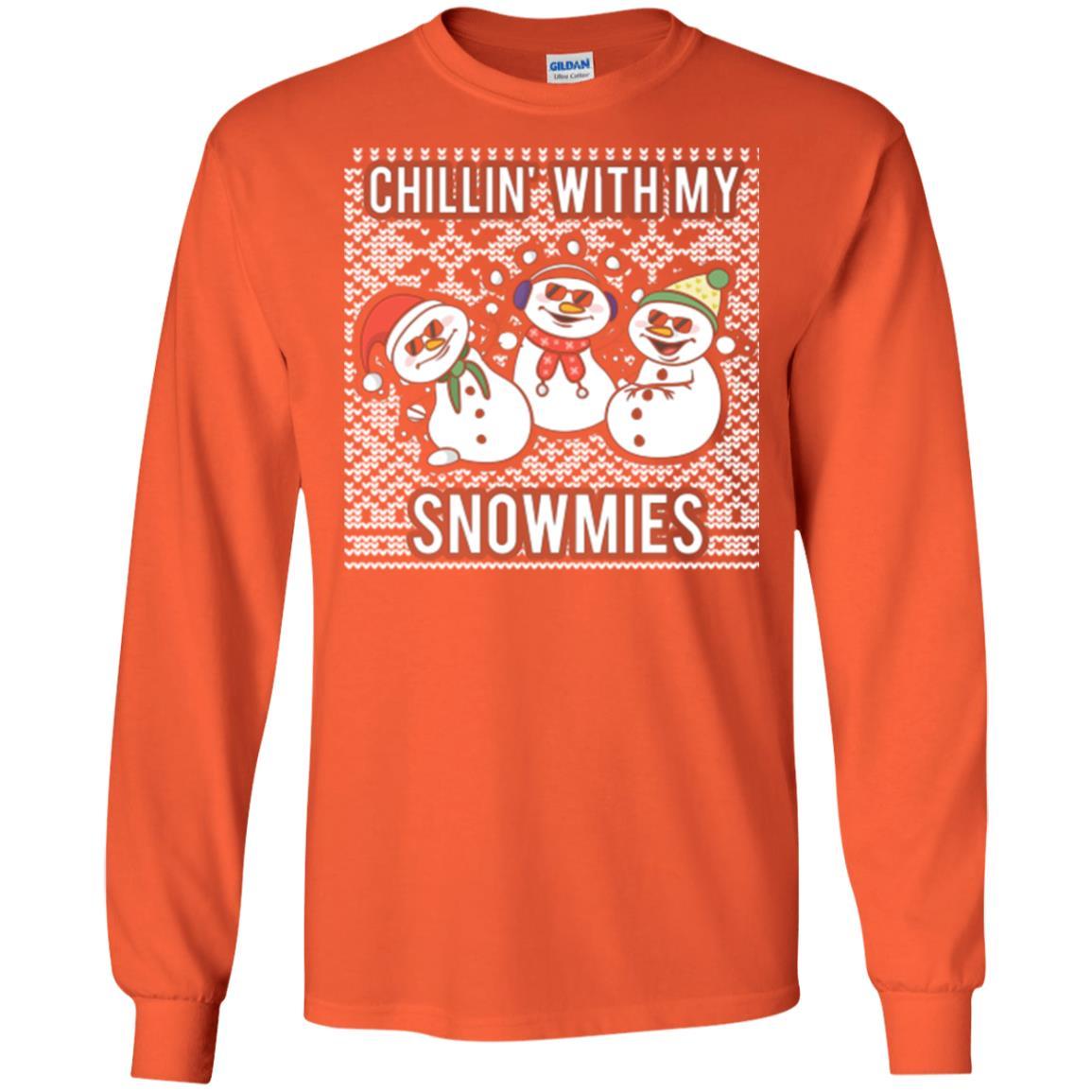 Christmas T-shirt Chillin' With My Snowmies Orange