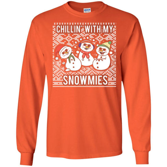 Christmas T-shirt Chillin' With My Snowmies Orange