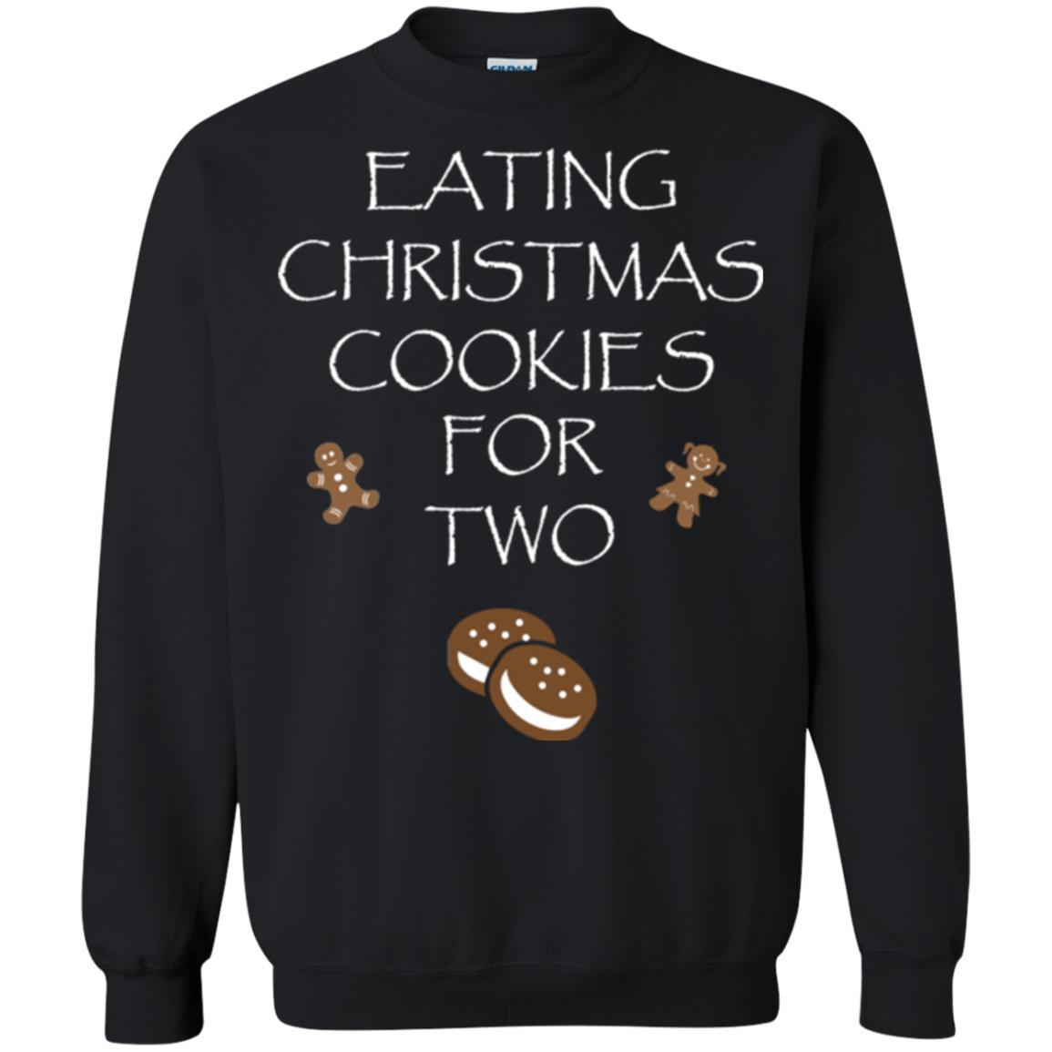 Christmas T-shirt Eating Christmas Cookies For Two Black