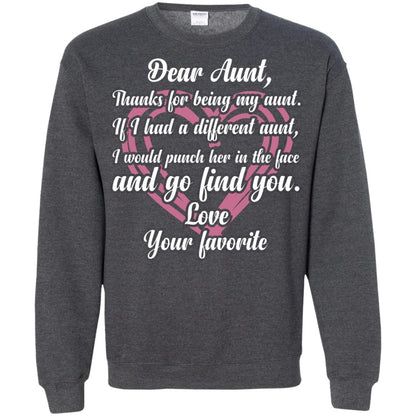 Dear Aunt Thank For Being My Aunt Family T-shirt Dark Heather