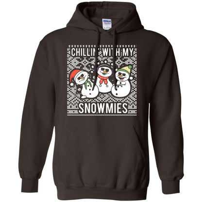 Christmas T-shirt Chillin' With My Snowmies Dark Chocolate