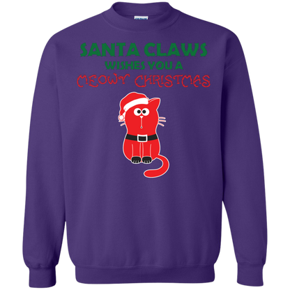 Christmas T-shirt Santa Claws Wishes You A Meowy Christmas Purple