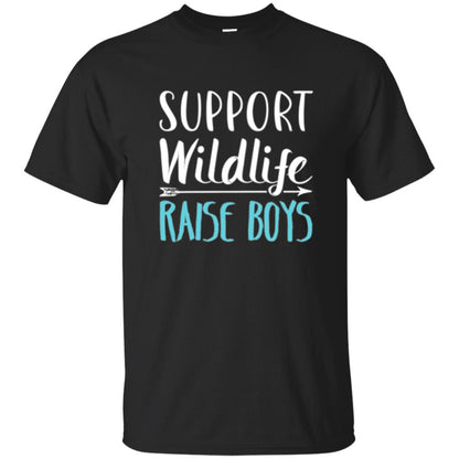 Funny Mother_s Day T-shirt Support Wildlife Raise Boys Black
