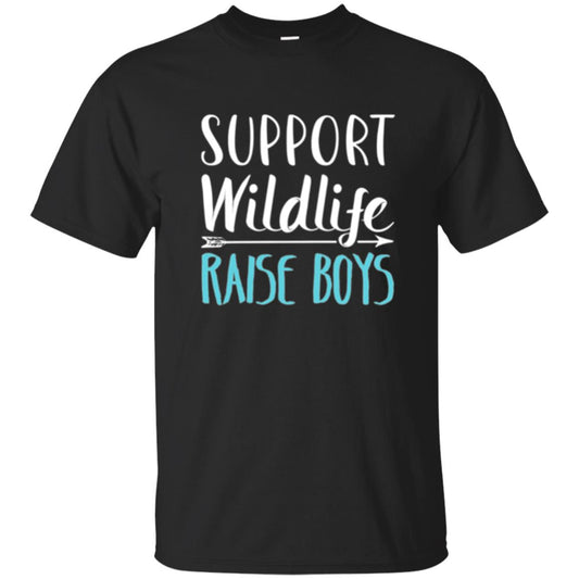 Funny Mother_s Day T-shirt Support Wildlife Raise Boys Black