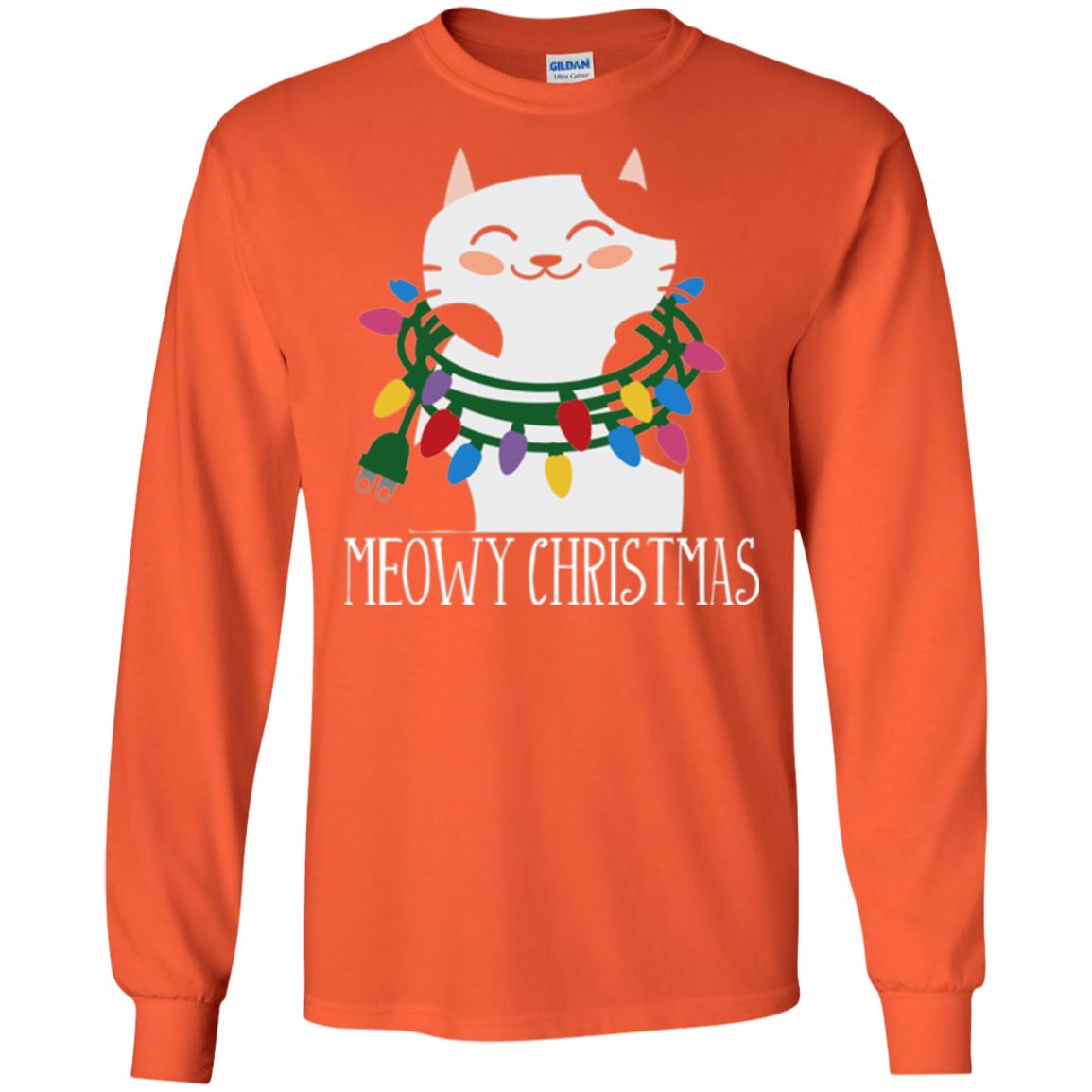 Meowy Christmas Holiday T-shirt Orange