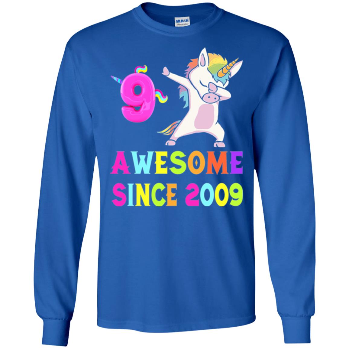 9th Birthday T-shirt Unicorn Dabbing Awesome Since 2009 Royal