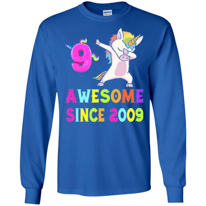 9th Birthday T-shirt Unicorn Dabbing Awesome Since 2009 Royal