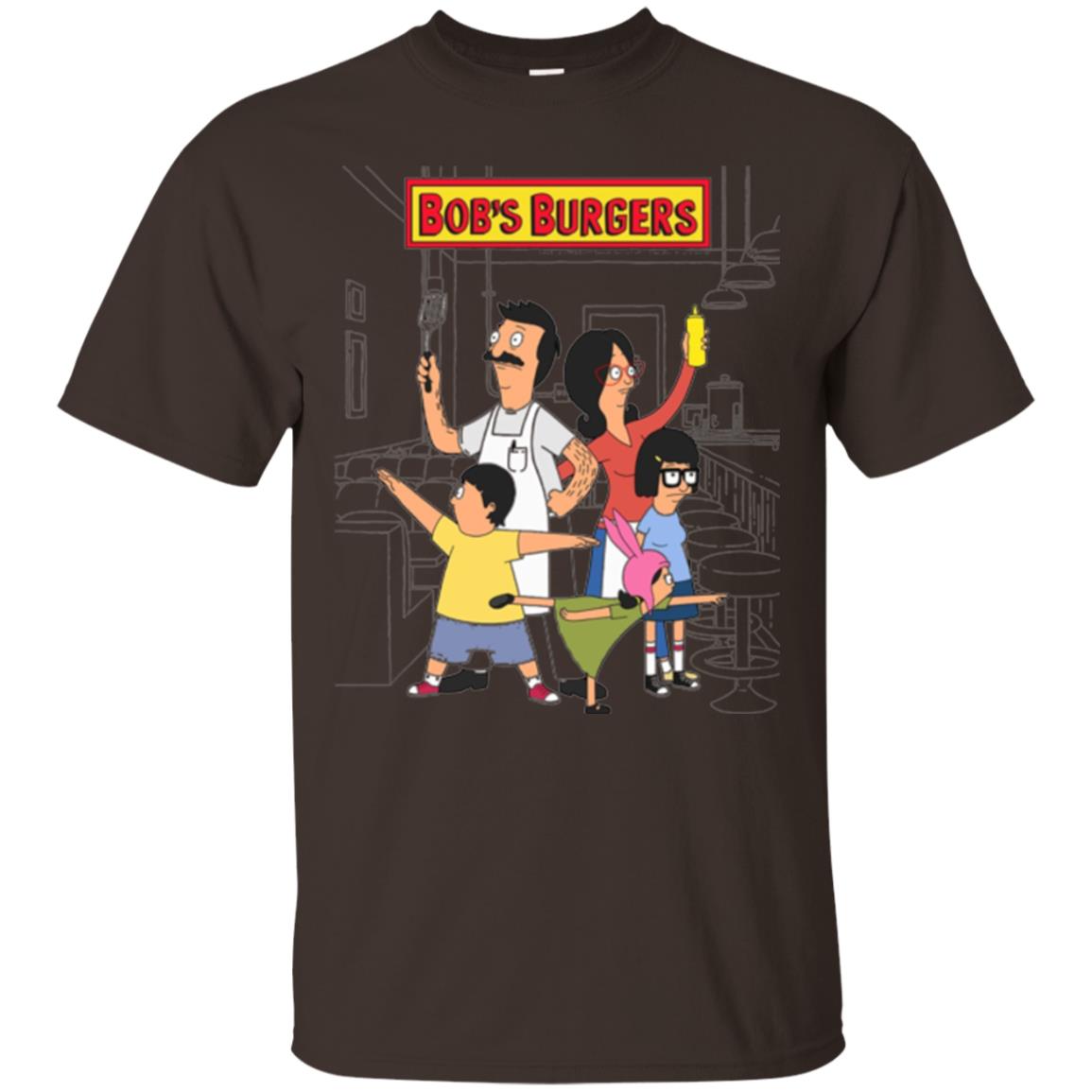 Family Group Hero Pose T-shirt Bob_s Burgers Dark Chocolate