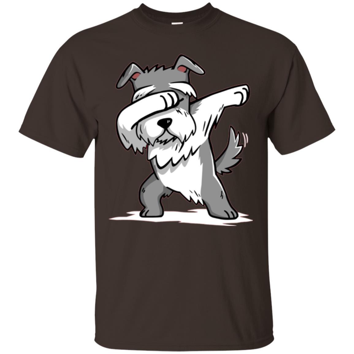 Dog Lover T-shirt Miniature Schnauzer Cute Dabbing Dark Chocolate