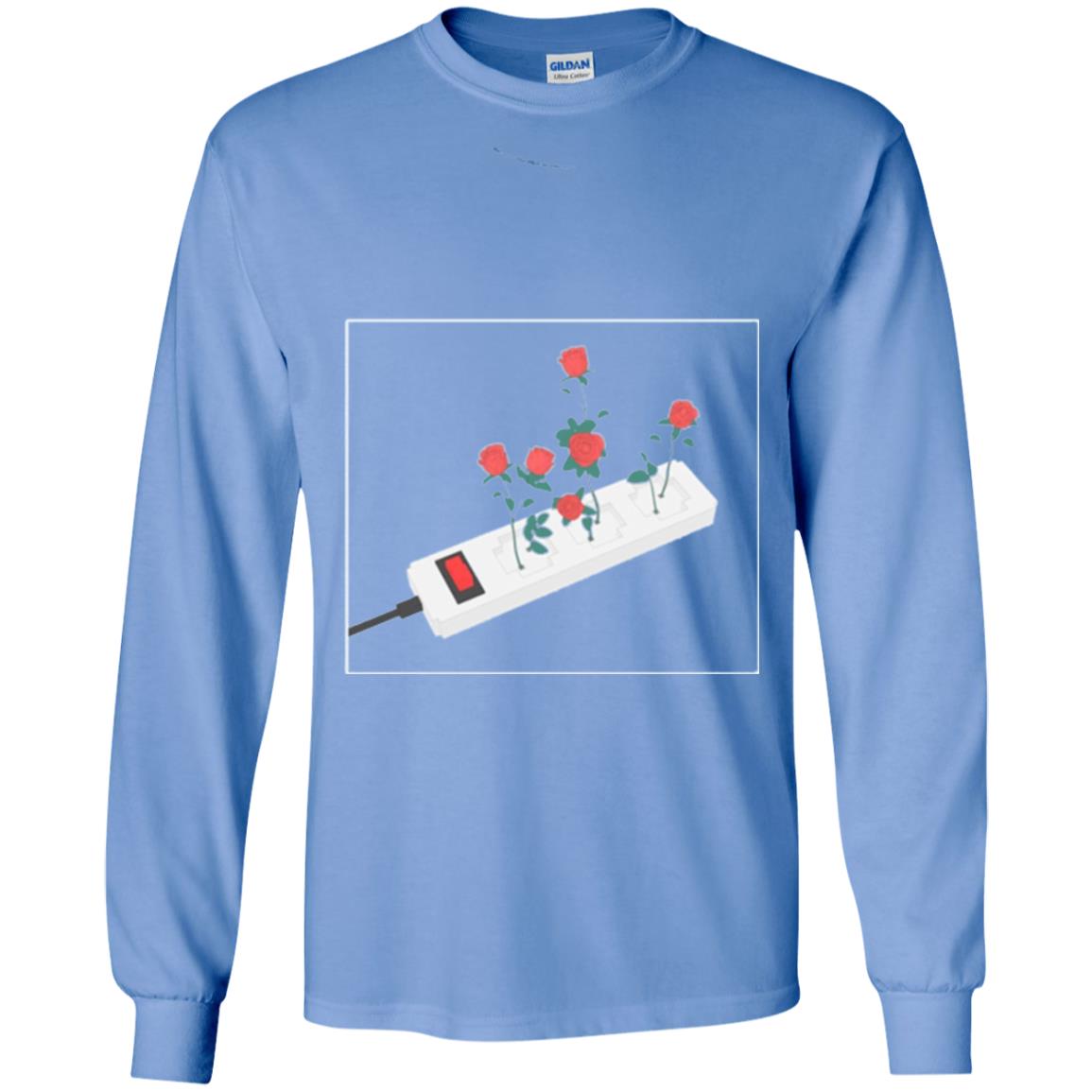 Flower Power Cute Art Aesthetic Vaporwave Digital Rose T-shirt Carolina Blue
