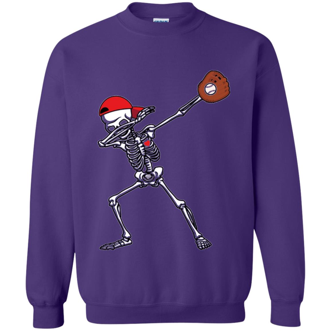 Dabbing Skeleton Baseball Lover T-shirt Purple