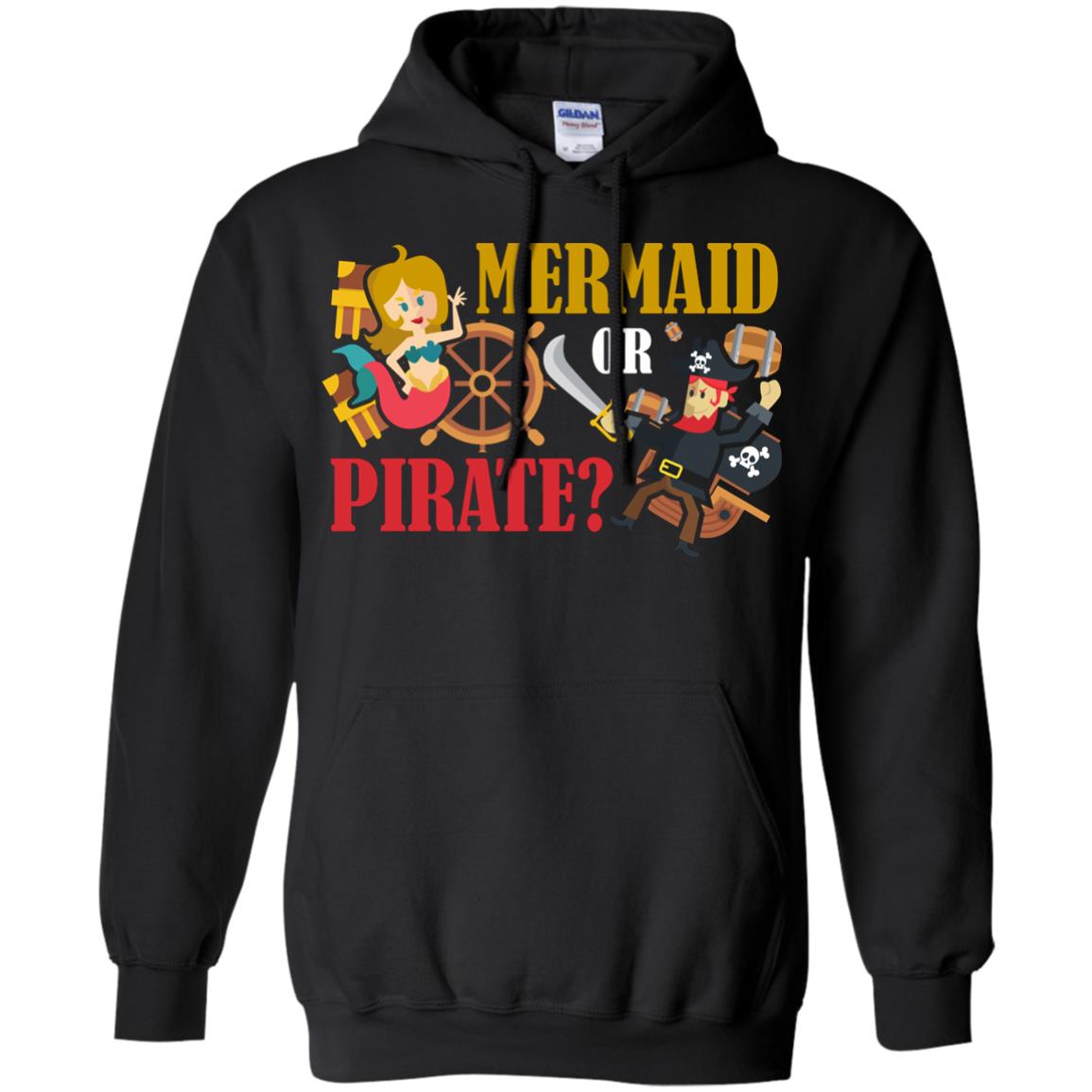 Mermaid Or Pirate Gift Shirt For Boys And Girls Black