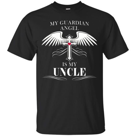 Uncle T-shirt My Guardian Angel Is My Uncle Black