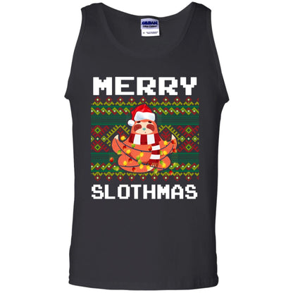 Merry Slothmas Funny Sloth Lovers Ugly Sweater X-mas Gift Shirt Black