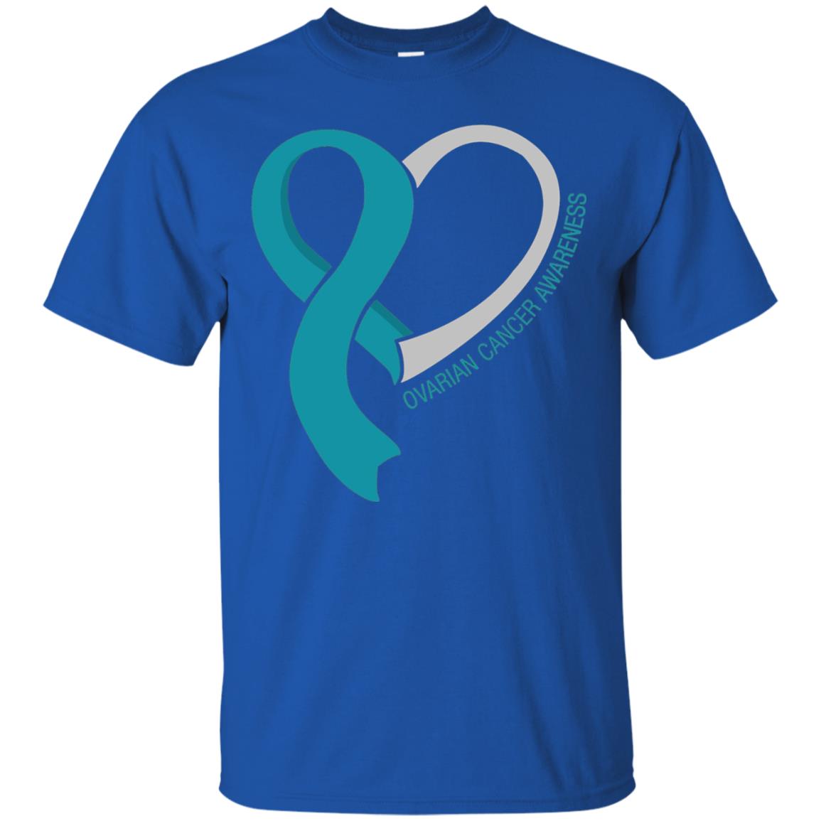 Ovarian Cancer Teal Heart Ribbon Awareness Ovarian Cancer T-shirt Royal