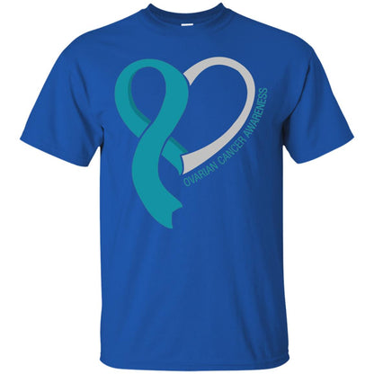 Ovarian Cancer Teal Heart Ribbon Awareness Ovarian Cancer T-shirt Royal