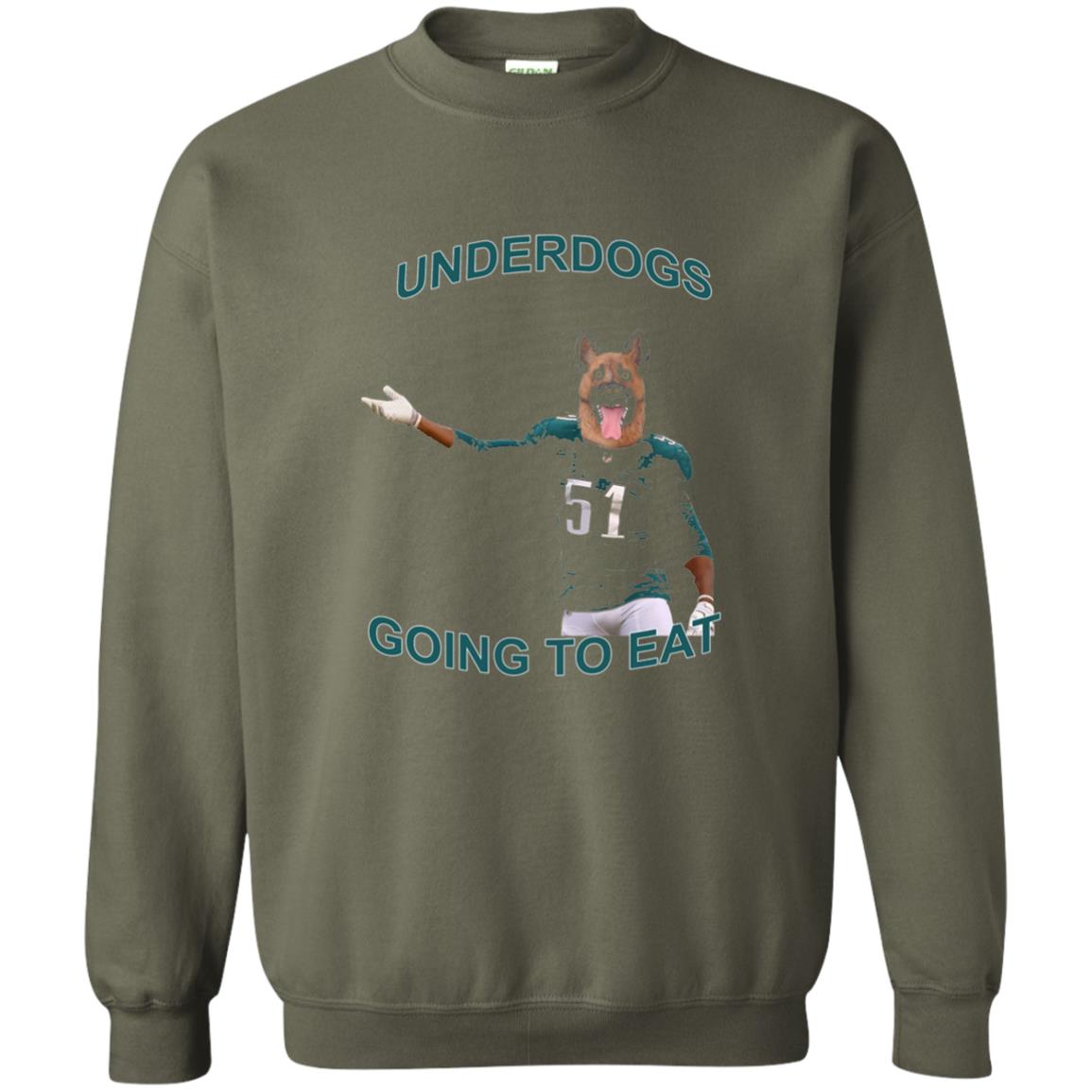 Football T-shirt Underdogs Going To Eat Military Green